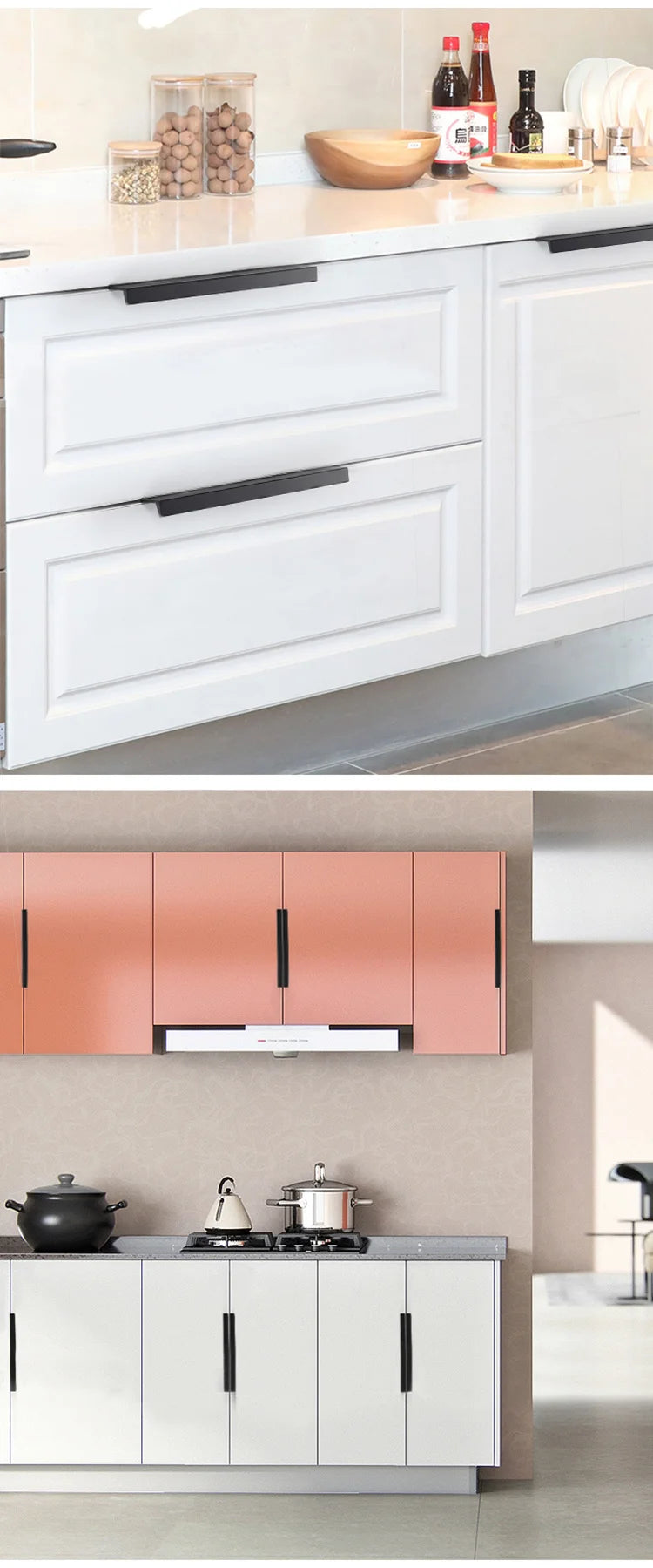 NAIERDI Black Hidden Cabinet Handles Aluminum Alloy Kitchen Cupboard Pulls Drawer Knobs Furniture Handle Bedroom Door Hardware