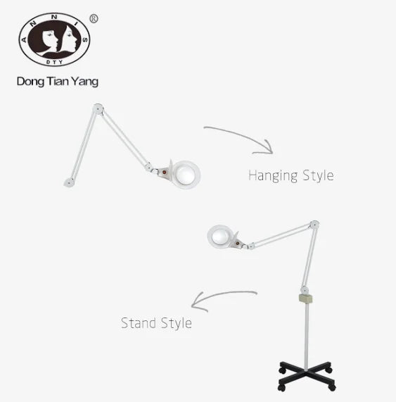 DTY Professional Salon LED Magnifying Glass Floor Lamp Stand 3X/5X Diopter Adjustable 90-160cm Height Face/Body/Eye 110V/240V 5"