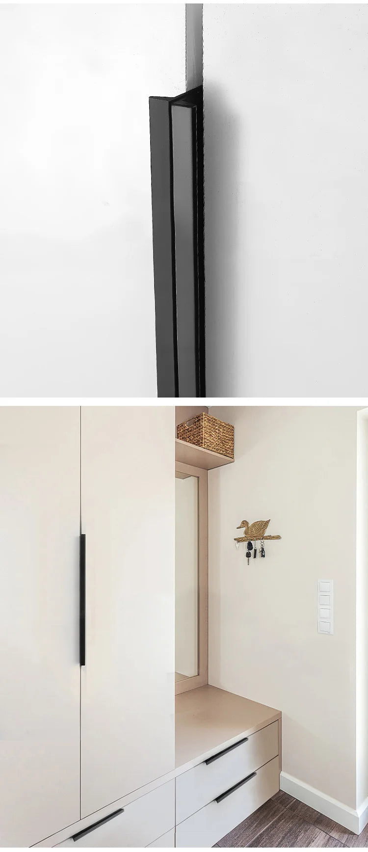 NAIERDI Black Hidden Cabinet Handles Aluminum Alloy Kitchen Cupboard Pulls Drawer Knobs Furniture Handle Bedroom Door Hardware