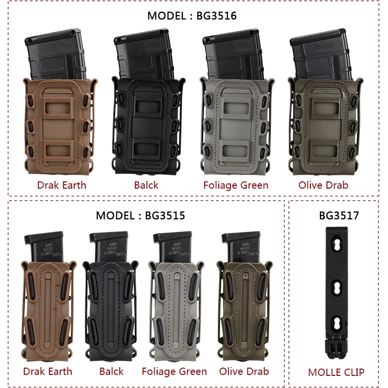 IDOGEAR Molle Pistol Mag Magazine Pouch Set Holster Fastmag Belt Clip Plastic Molle Pouch Shell Mag Set