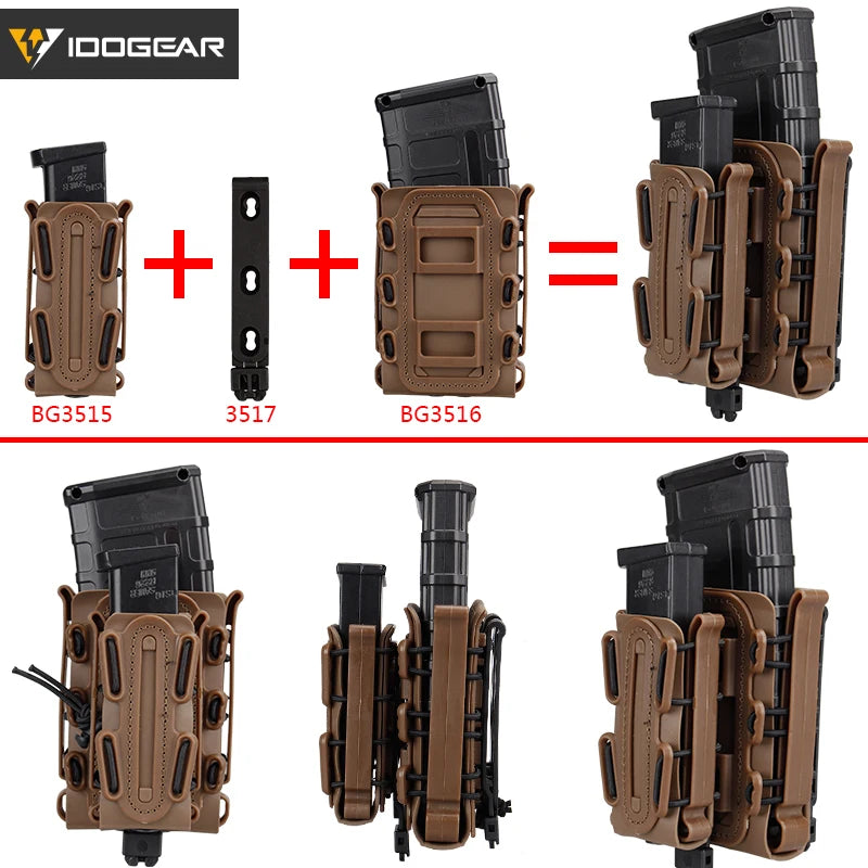 IDOGEAR Molle Pistol Mag Magazine Pouch Set Holster Fastmag Belt Clip Plastic Molle Pouch Shell Mag Set