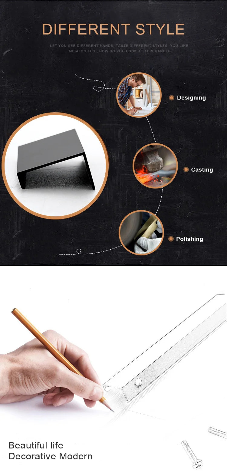 NAIERDI Black Hidden Cabinet Handles Aluminum Alloy Kitchen Cupboard Pulls Drawer Knobs Furniture Handle Bedroom Door Hardware