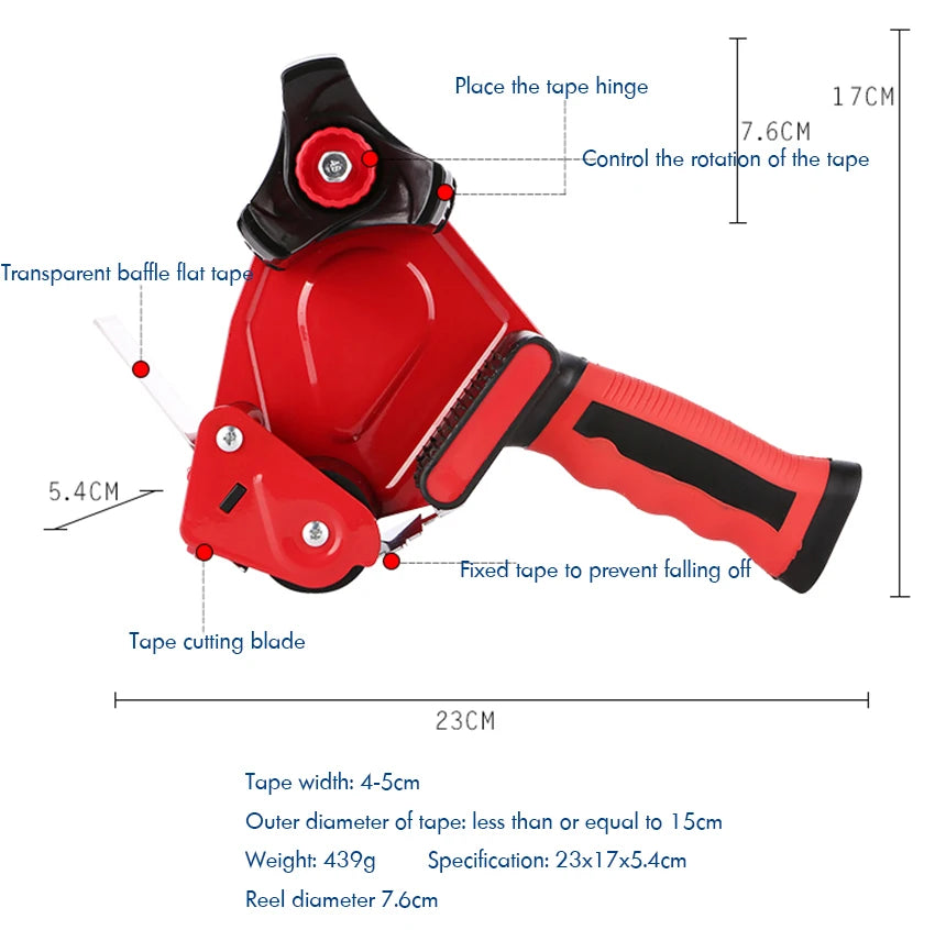 Tape Gun Standard Handheld Tape Dispenser 5cm Width Sealing Tape Holder Cutter 테이프 디스펜서 for Box Carton Sealing and Packaging