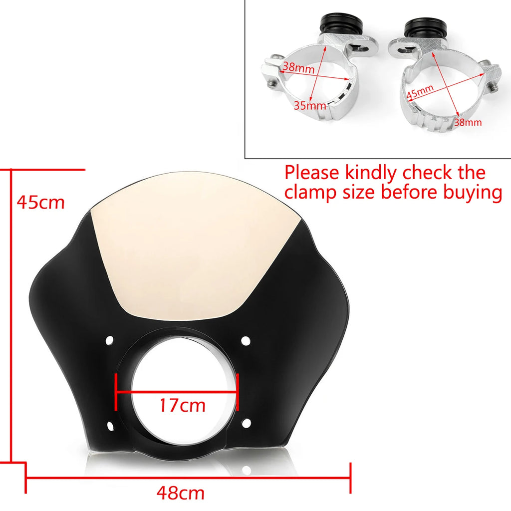 Black Windshield Cafe Racer Windscreen Fairing for Sportster XL 883 1200 FXDL 1986-2016