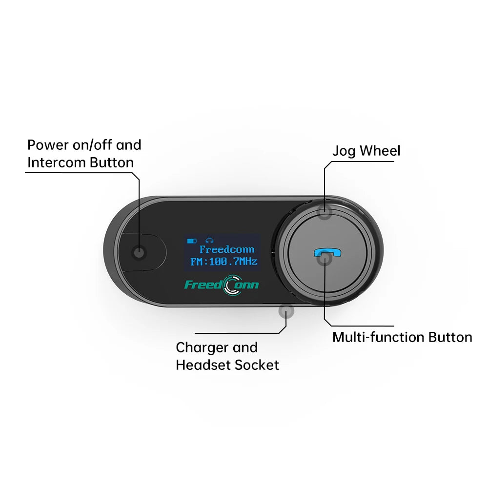 FreedConn Original Motorcycle  Intercom BT5.1 3-Riders Full Duplex LCE Screen Intercomunicador Helmet Headset