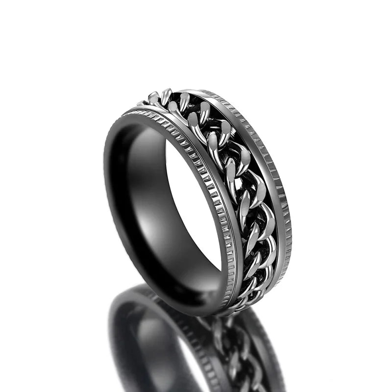 Stainless Steel Chain Rings for Men Gold Plated No Stone Fashion Jewelry Gift Size 8 DJ061