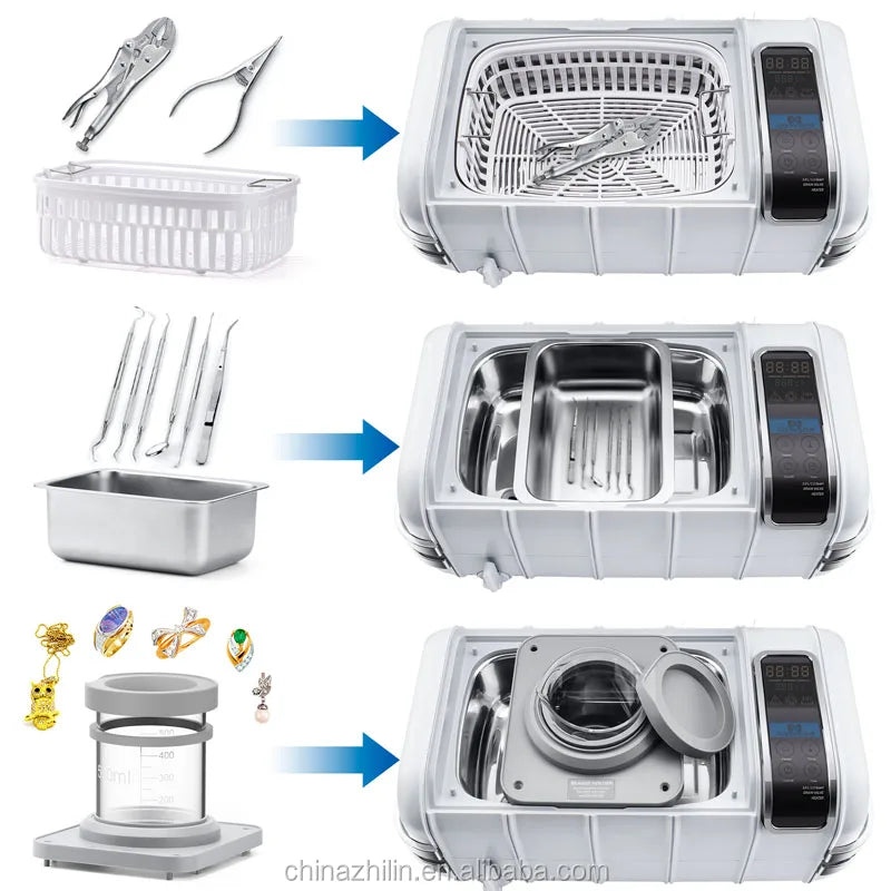 CD-4831 Ultrasonic Electric Dental Cleaner with LED Display and 4 Keys for Household Cleaning and Glasses