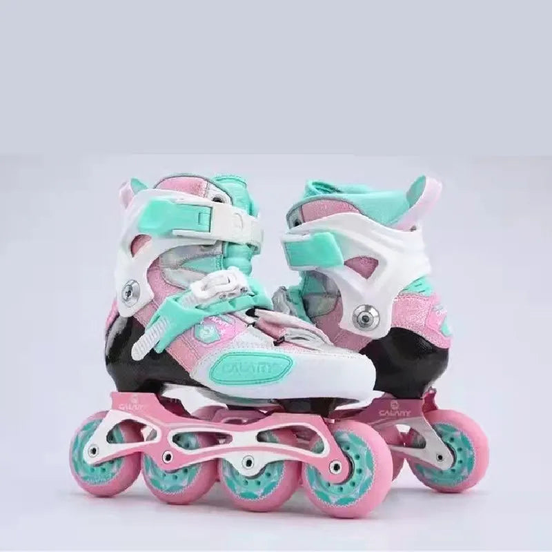 Original CALARY Carbon Fiber Kids Inline Skates Roller Sneakers with Size-adjustable Insole EU 28 to 37 Children Skates Shoes