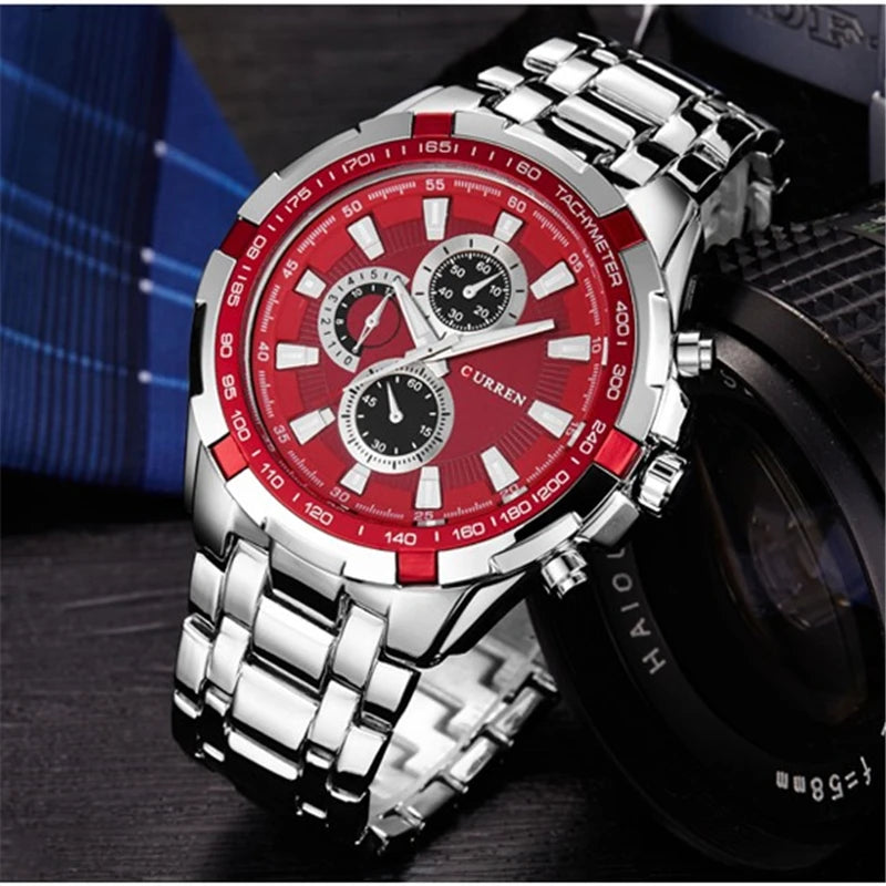 CURREN 8023 Top 10 Brands Blue Boys Quartz Watch Best Steel Band Water Resistant Dials Decoration Big Concise Watch Set