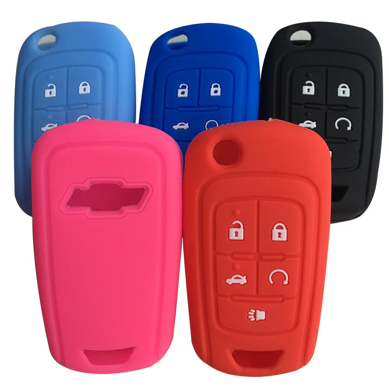 5 Buttons Silicone Cover Holder Key Jacket for Chevrolet Camaro Cruze Volt Equinox Spark Malibu Sonic Flip Remote Key Case Shell
