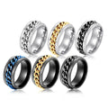 Stainless Steel Chain Rings for Men Gold Plated No Stone Fashion Jewelry Gift Size 8 DJ061
