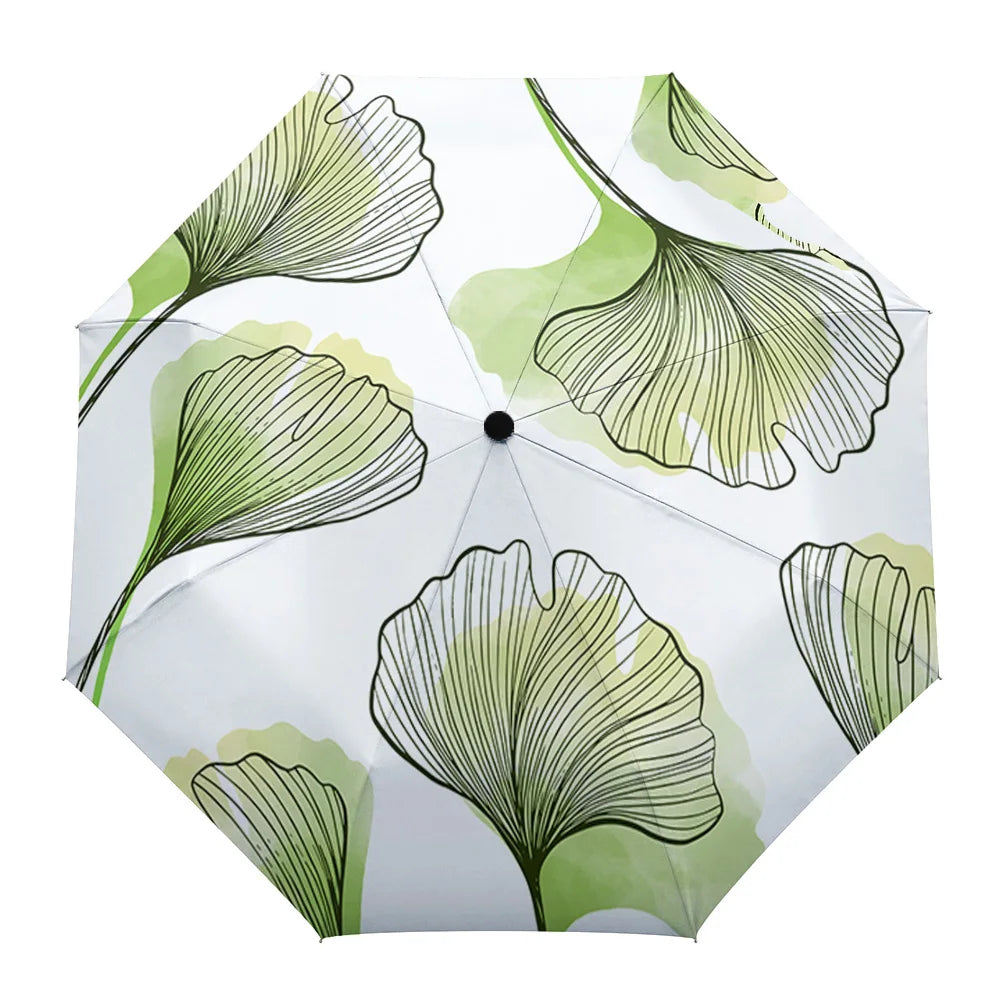 High Quality 8 Bones Umbrella Customized Company Logo Printed Floral Three Folding Self Open Automatic Umbrella