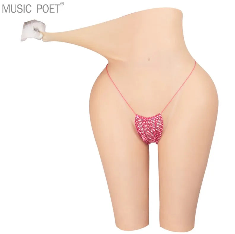 Transgender Drag Queen Panties 5.5cm Padded Buttock Breast Form Insertable Vagina Shapers Push-up Firm Silicone 1 Piece