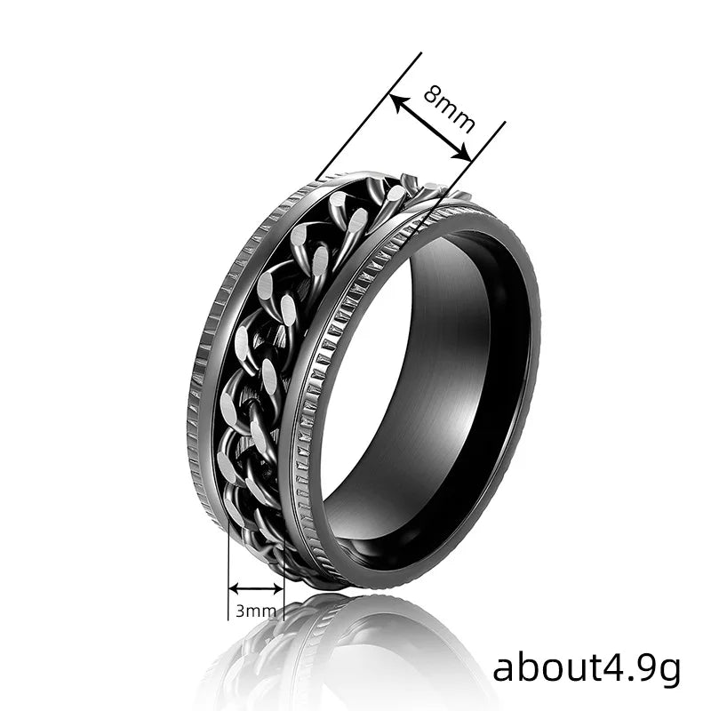 Stainless Steel Chain Rings for Men Gold Plated No Stone Fashion Jewelry Gift Size 8 DJ061
