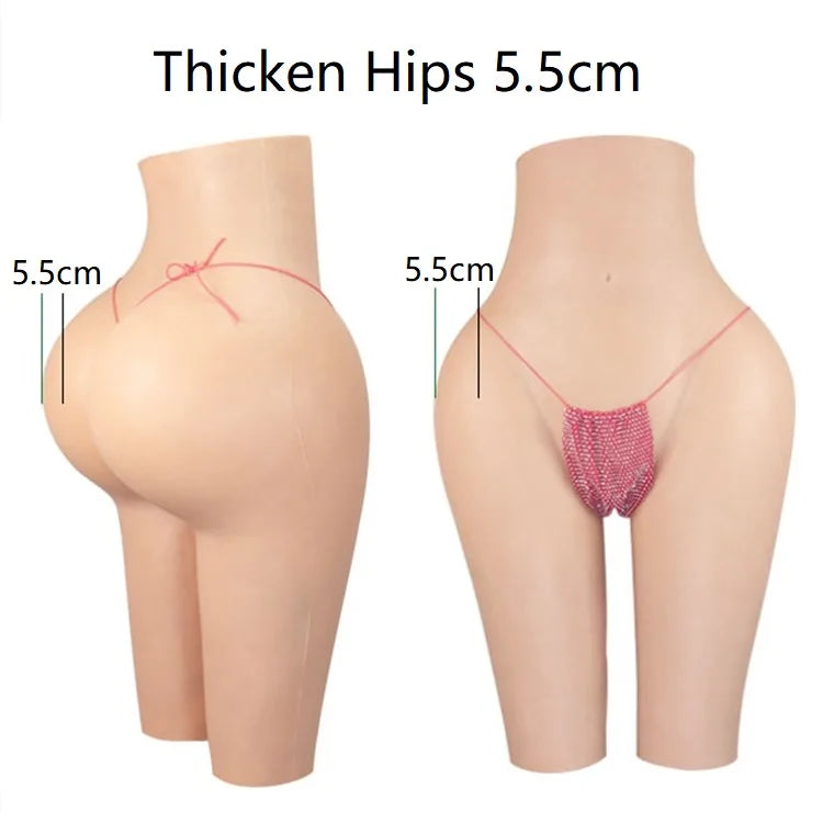 Transgender Drag Queen Panties 5.5cm Padded Buttock Breast Form Insertable Vagina Shapers Push-up Firm Silicone 1 Piece