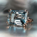 Emerald Cut Geometric Ring Women Prong Setting Elegant Engagement Fashion Statement Jewelry Daily Wear Ring