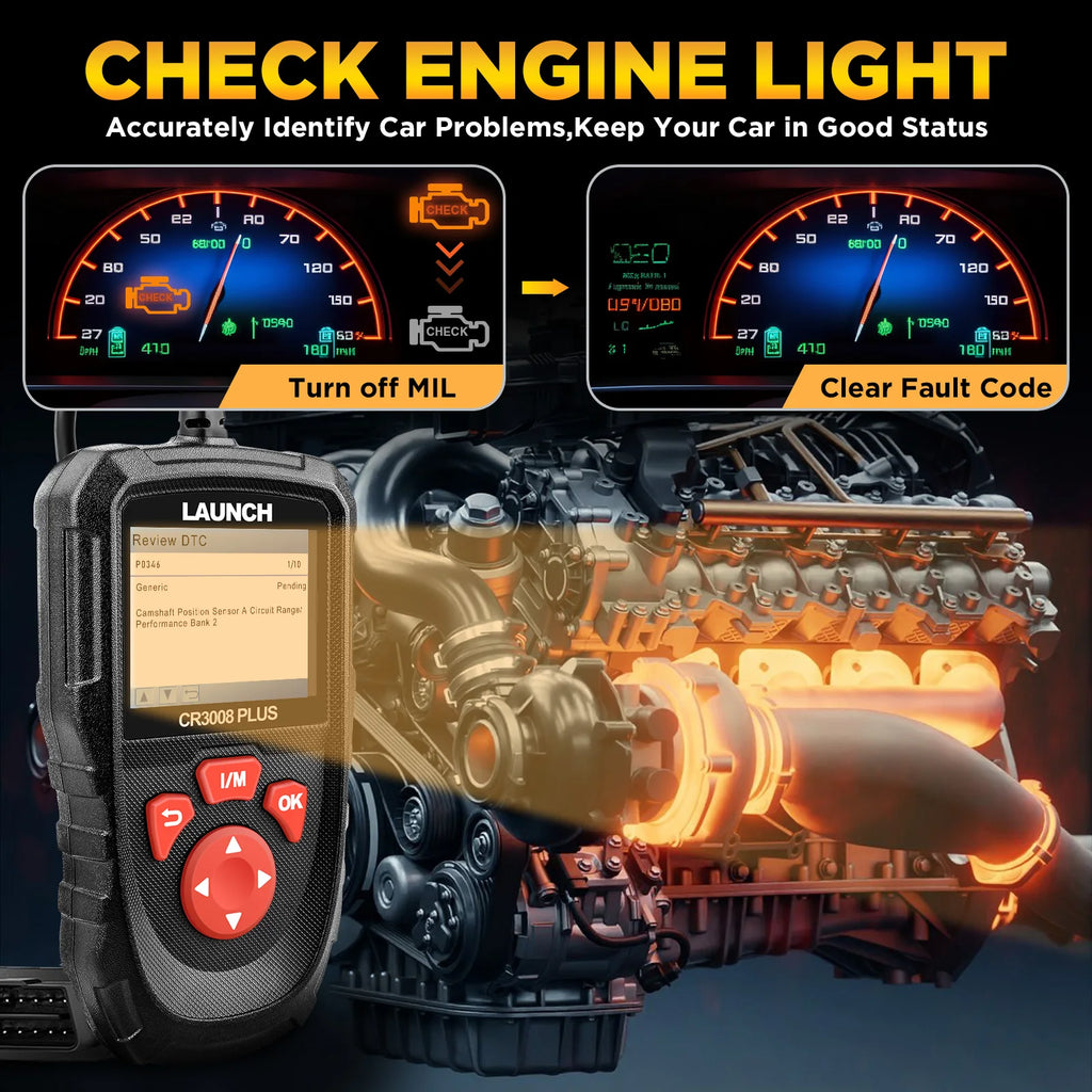 USA EU Warehouse LAUNCH CR3008 PLUS Auto Engine Check OBD2 Diagnostic Tool AMR Scanner With Battery Tester Lifetime Free Update