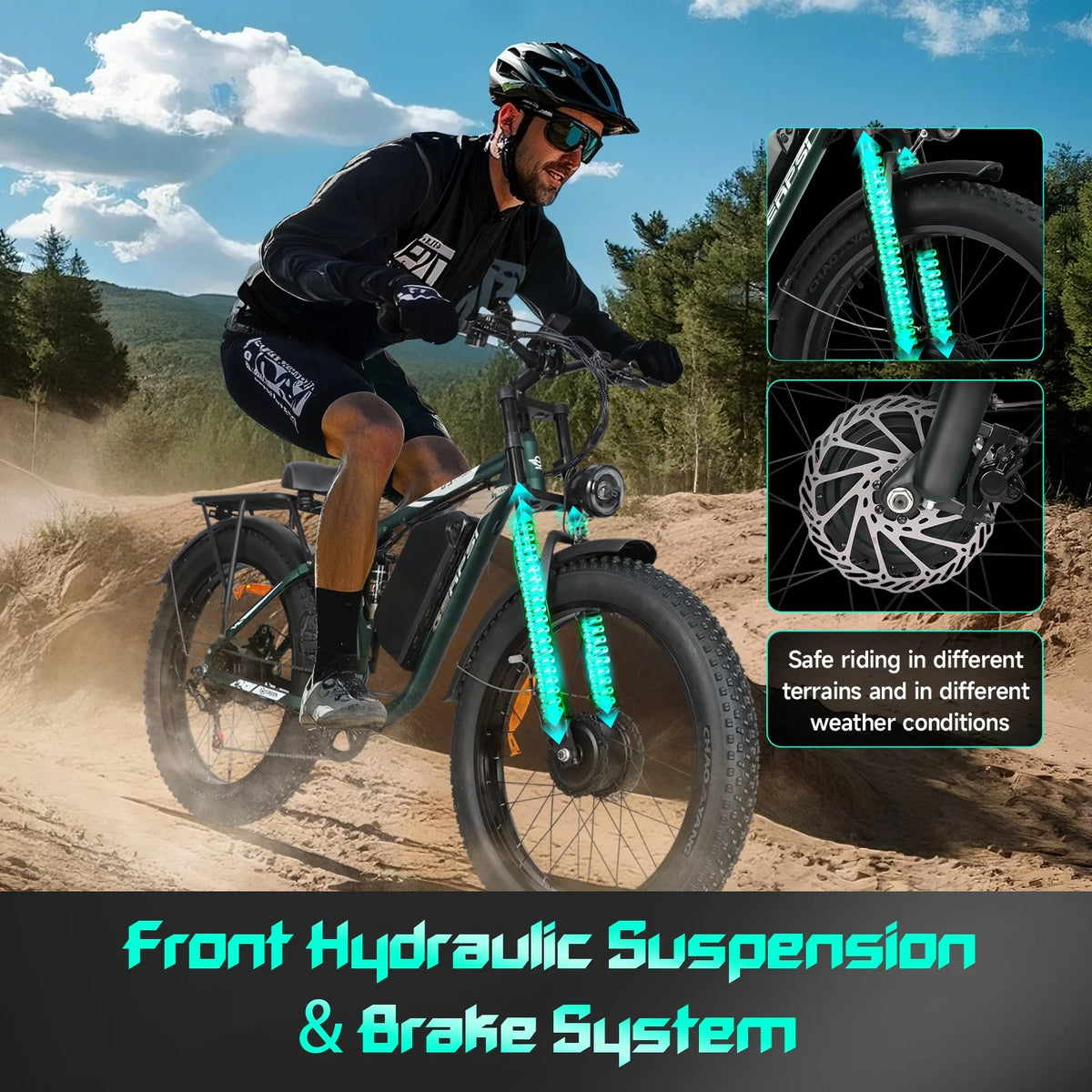 US in Stock Free Shipping 48v 3000w 25ah All Terrain Fat Tire Electric Snow Bike 55kmh/34mph 60km Range Electric Mountain Bike