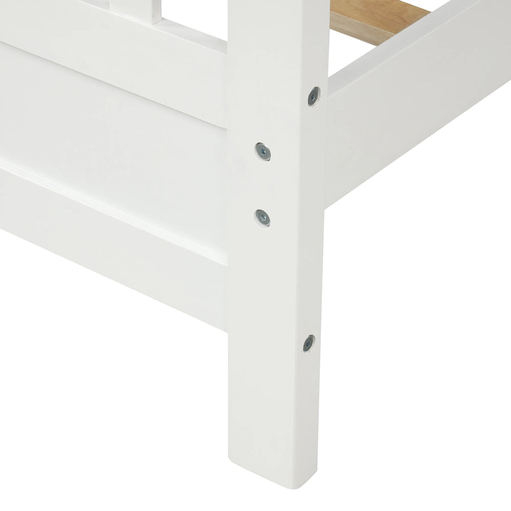 Modern Wood Platform Bed with Headboard and Footboard Twin (White) for Bedroom