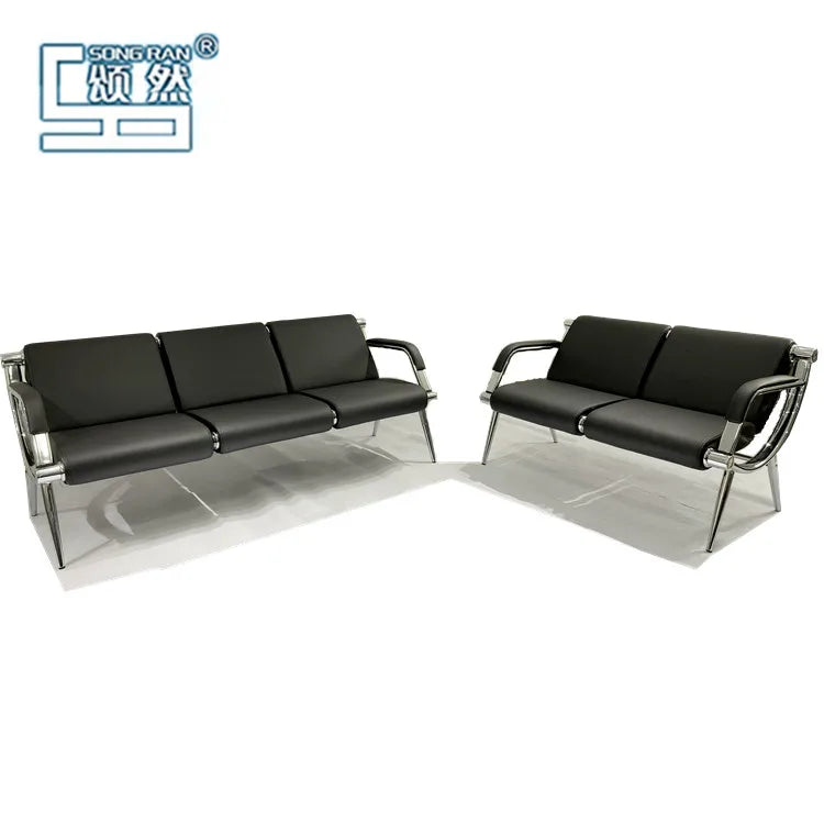 Business Sofa Office Furniture High-end Leather Fashion Simple Office Sofa Factory  Steel Sofa Set