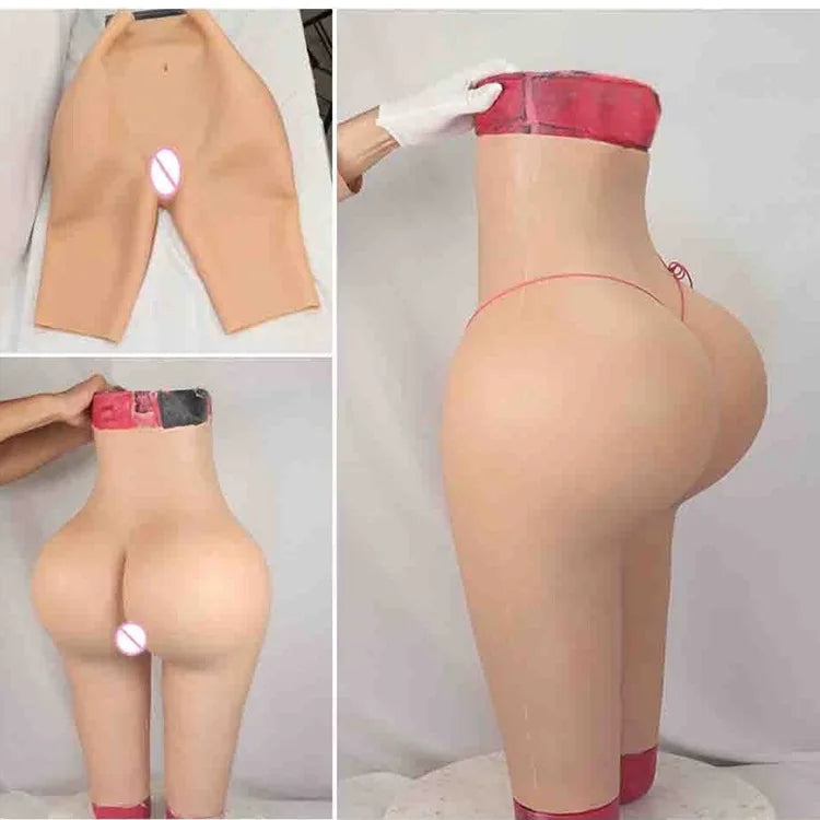 Transgender Drag Queen Panties 5.5cm Padded Buttock Breast Form Insertable Vagina Shapers Push-up Firm Silicone 1 Piece