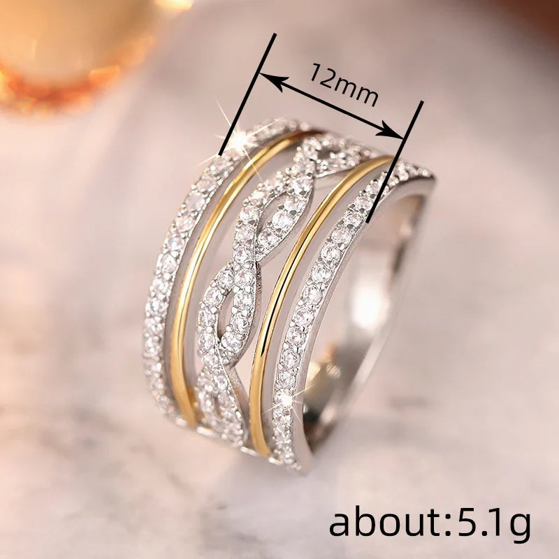 Infinity Cocktail Ring for Women Pave Set Wedding Band Fashion Jewelry