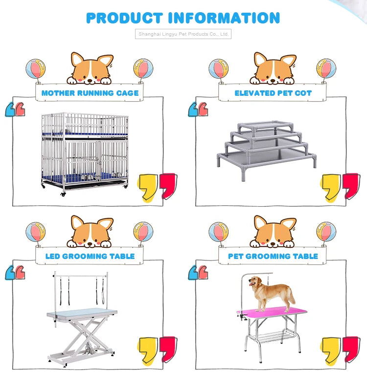 Customizable Large Square Multilayer Dog Cage Kennel with Push-Up Closure Stainless Steel Pet Enclosure and Plastic Tray Pallet