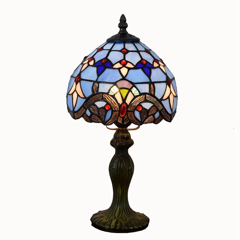 European Style Retro Baroque Vanni Color Glass Restaurant Bar Bedroom Small Table Lamp Mediterranean Blue Children's Lamp