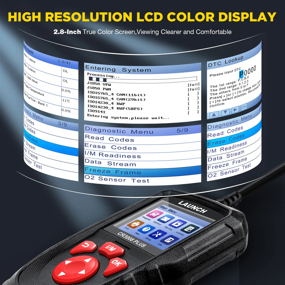 USA EU Warehouse LAUNCH CR3008 PLUS Auto Engine Check OBD2 Diagnostic Tool AMR Scanner With Battery Tester Lifetime Free Update