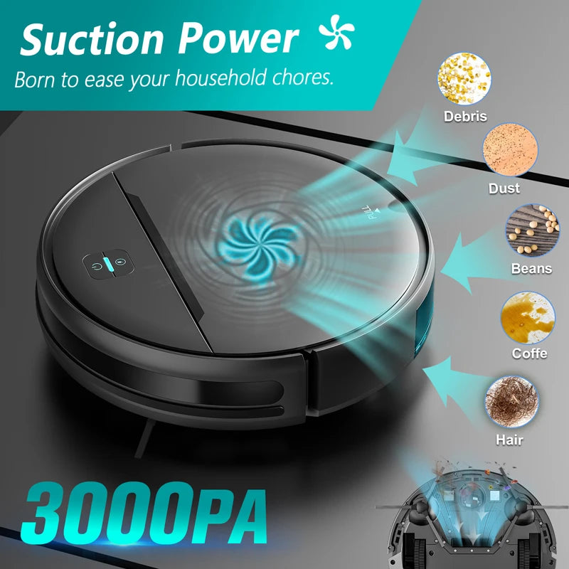3 in 1 Sweeping Sucking Mopping Robotic Vacuum Cleaning Machine Rechargeable Wireless 3000pa Robot Vacuum Cleaner for Home