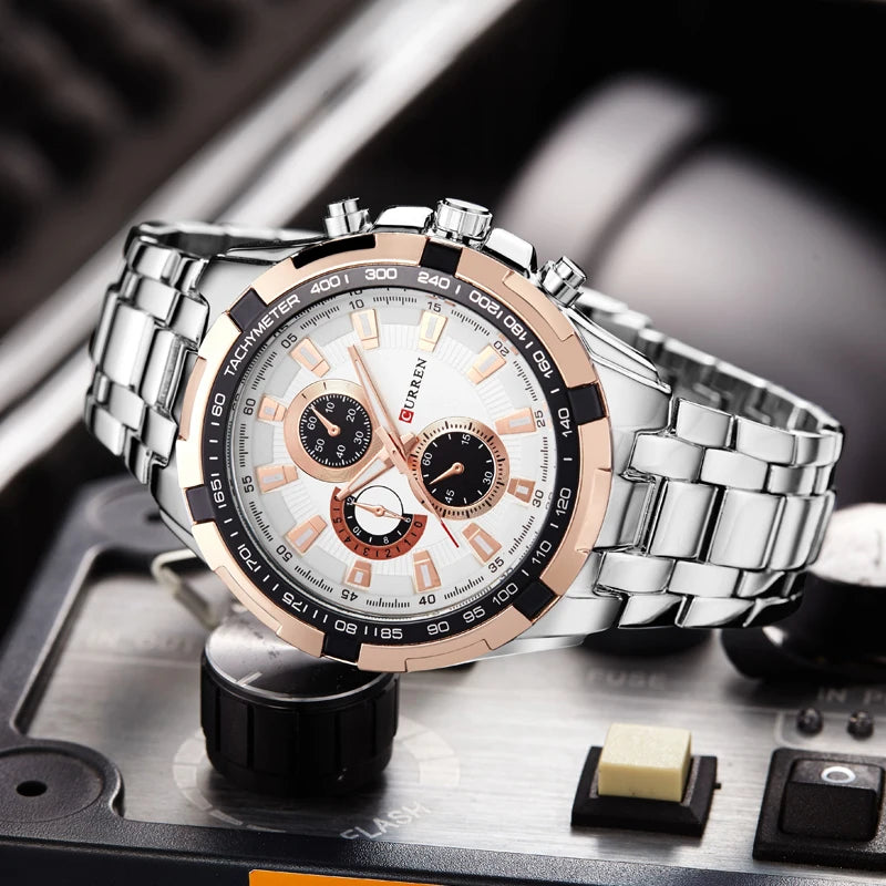CURREN 8023 Top 10 Brands Blue Boys Quartz Watch Best Steel Band Water Resistant Dials Decoration Big Concise Watch Set