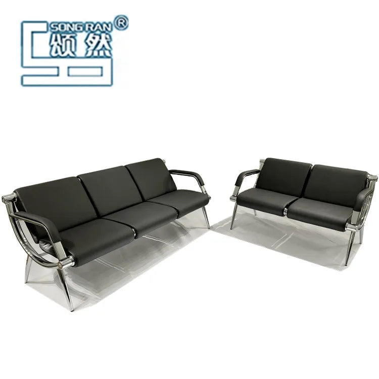 Business Sofa Office Furniture High-end Leather Fashion Simple Office Sofa Factory  Steel Sofa Set