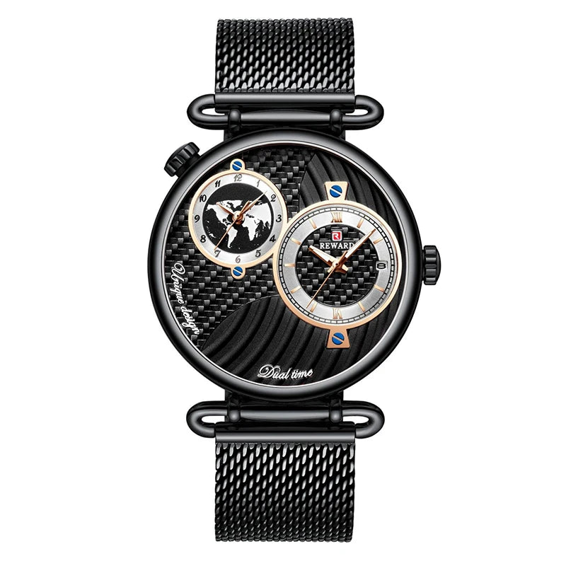 Wholesale Sport REWARD Men Watches Top Brand Luxury Full Steel Dual Dial Quartz Wristwatch Mens Casual Waterproof Analog Watch