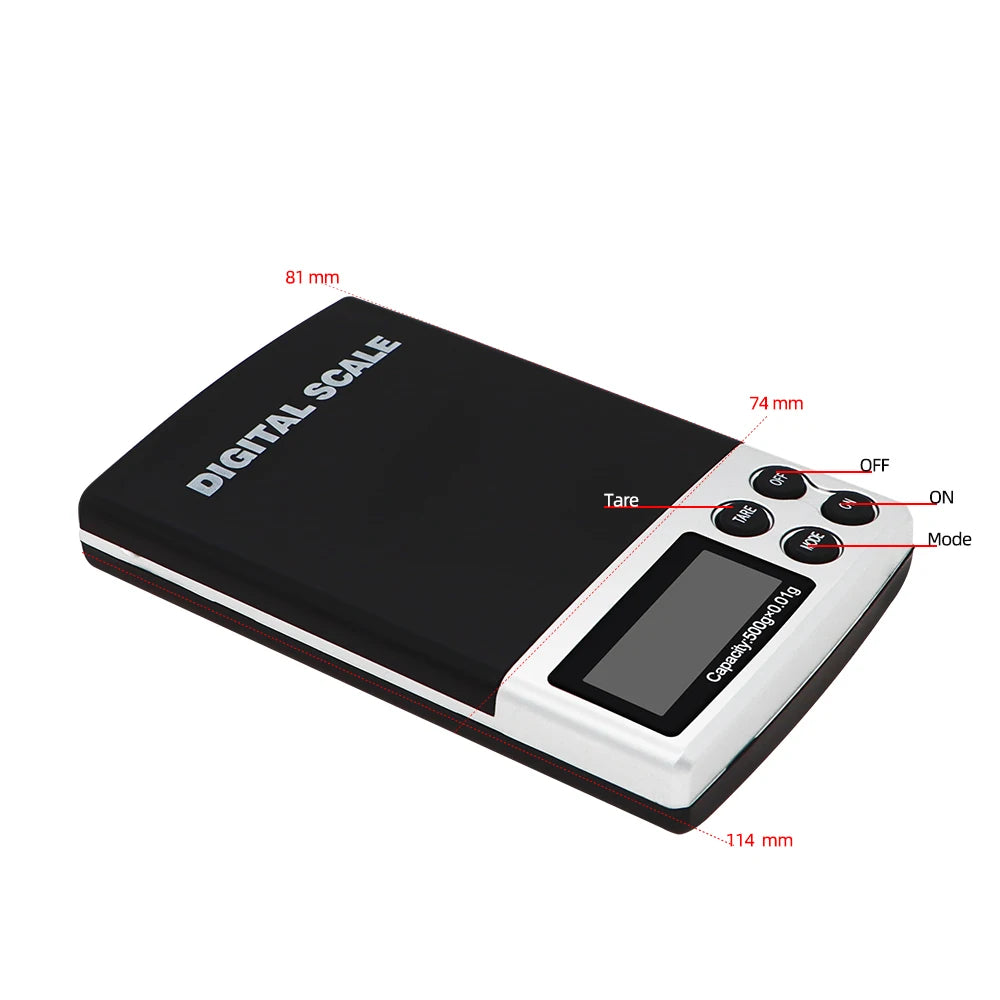 Mini Electronic Jewelry Scale Pocket 100/200/300/500/1000/2000g 0.01/0.1g Kitchen Scales Balance with BackLight