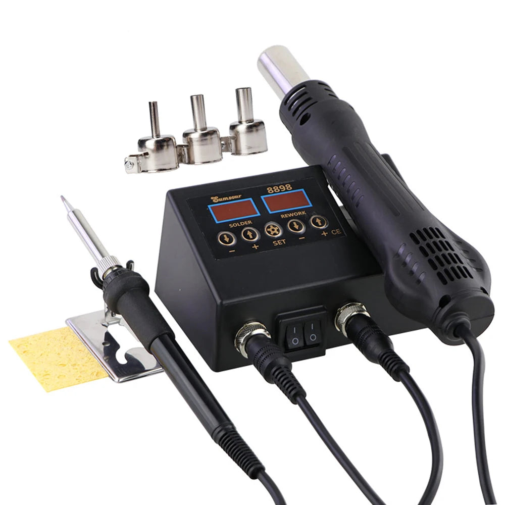 8898 Soldering Station 2 in 1 Digital Display Hot Air Gun Welding Rework for Cell-Phone BGA SMD PCB IC Repair Solder Iron Tools
