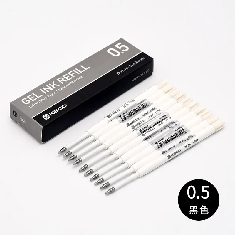 For Xiaomi Metal Sign pen Kaco 0.5MM EU Refill Blue/Black/Red/Navy Blue Ink European Standard Retractable Gel Pens 10Pcs/Pack