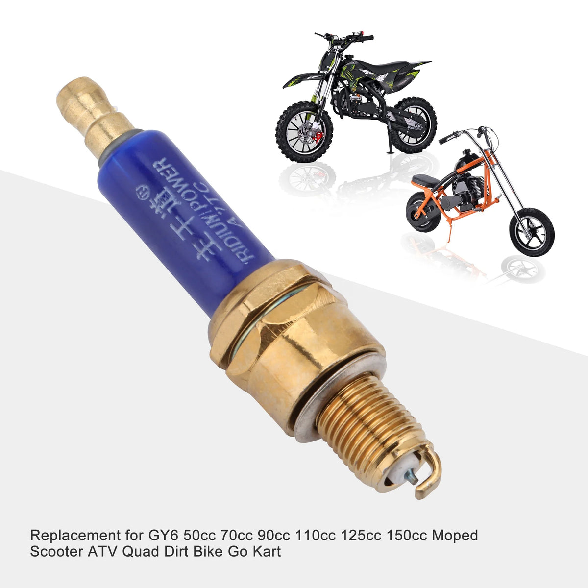 GOOFIT 10 Pcs Motorcycle A7TC Spark Plug with 3 Electrode Replacement for GY6 50cc 70cc 90cc 110cc 125cc 150cc Moped Scooter ATV