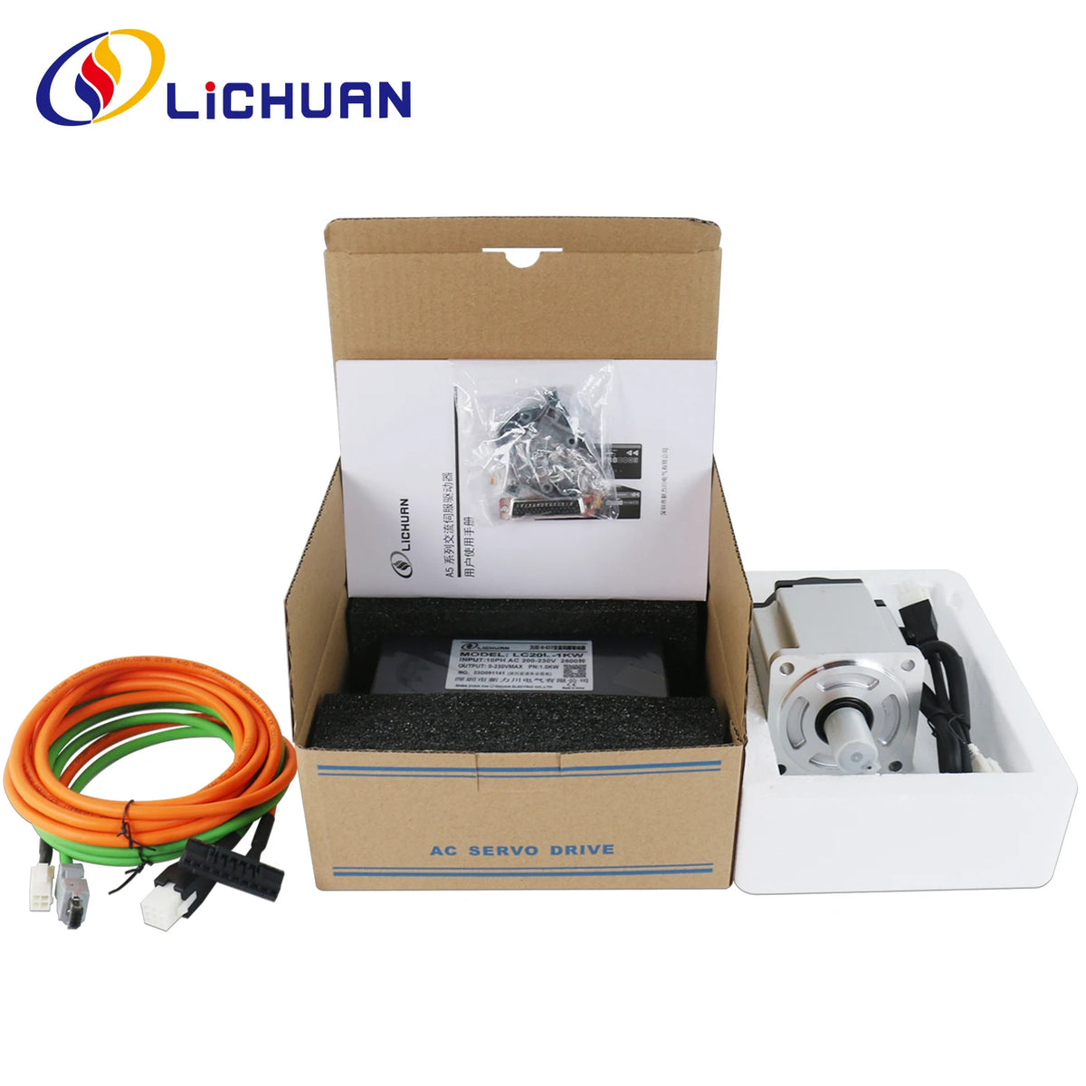 Lichuan A5 200W 400W 600W 750W 1000W AC Servo Motor with Driver 220V 3000RPM AC Servo Motor Drivers Kit for Automated Machine