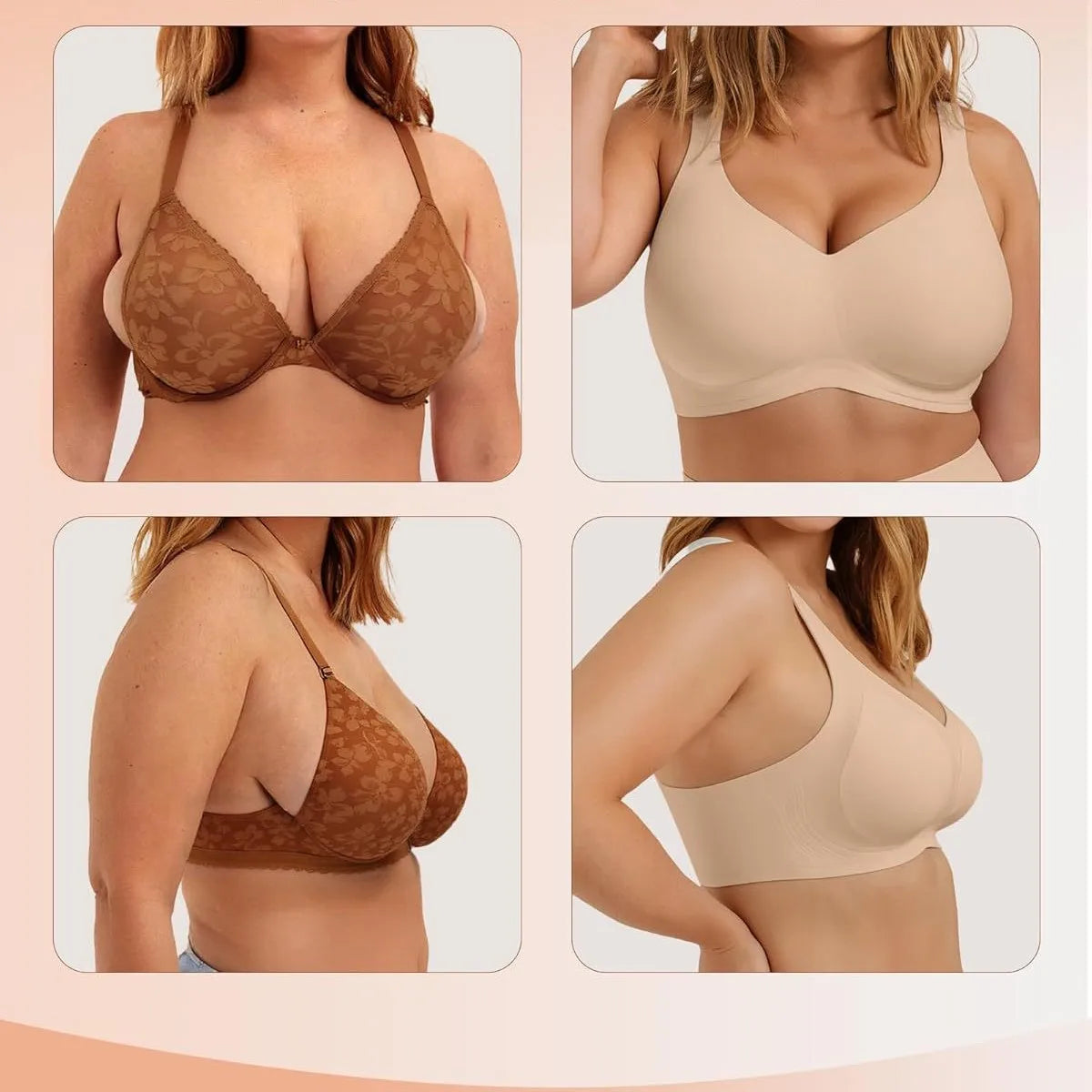 Jelly Bras for Women No Underwire Wireless Bra with Support and Lift Full Coverage Plus Size Comfy Seamless Bra