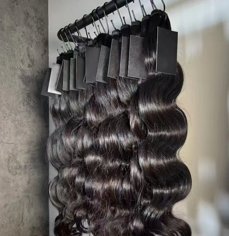 Wholesale Raw Wavy Human Hair Bundles Cuticle Aligned Body Wave Hair Double Weft Indian Curly Raw Human Hair