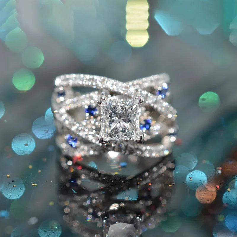 A031 Princess Cut Diamond Ring Stone Classic Engagement Women's Jewelry