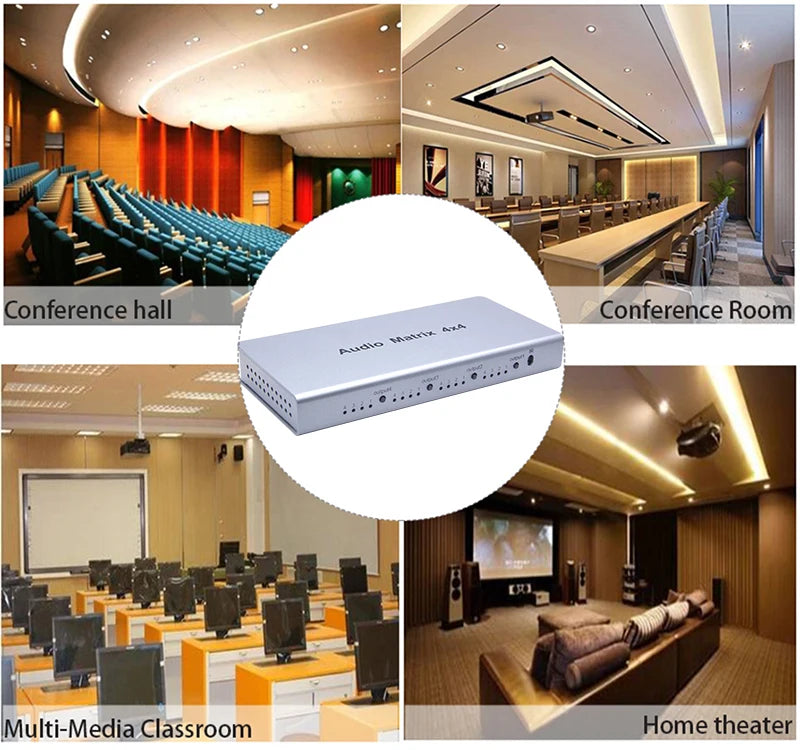 4x4 Audio Matrix Spdif Toslink Digital Optical 4 in 4 Out Audio Switch Converter Splitter Box for TV STB DVD Player PC Amplifier