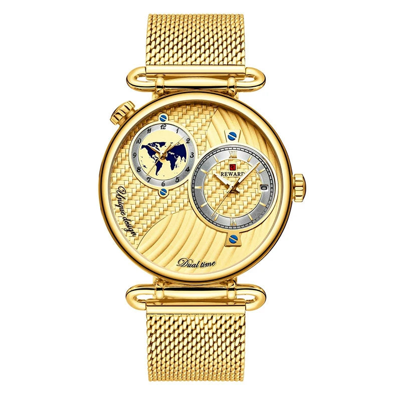 Wholesale Sport REWARD Men Watches Top Brand Luxury Full Steel Dual Dial Quartz Wristwatch Mens Casual Waterproof Analog Watch