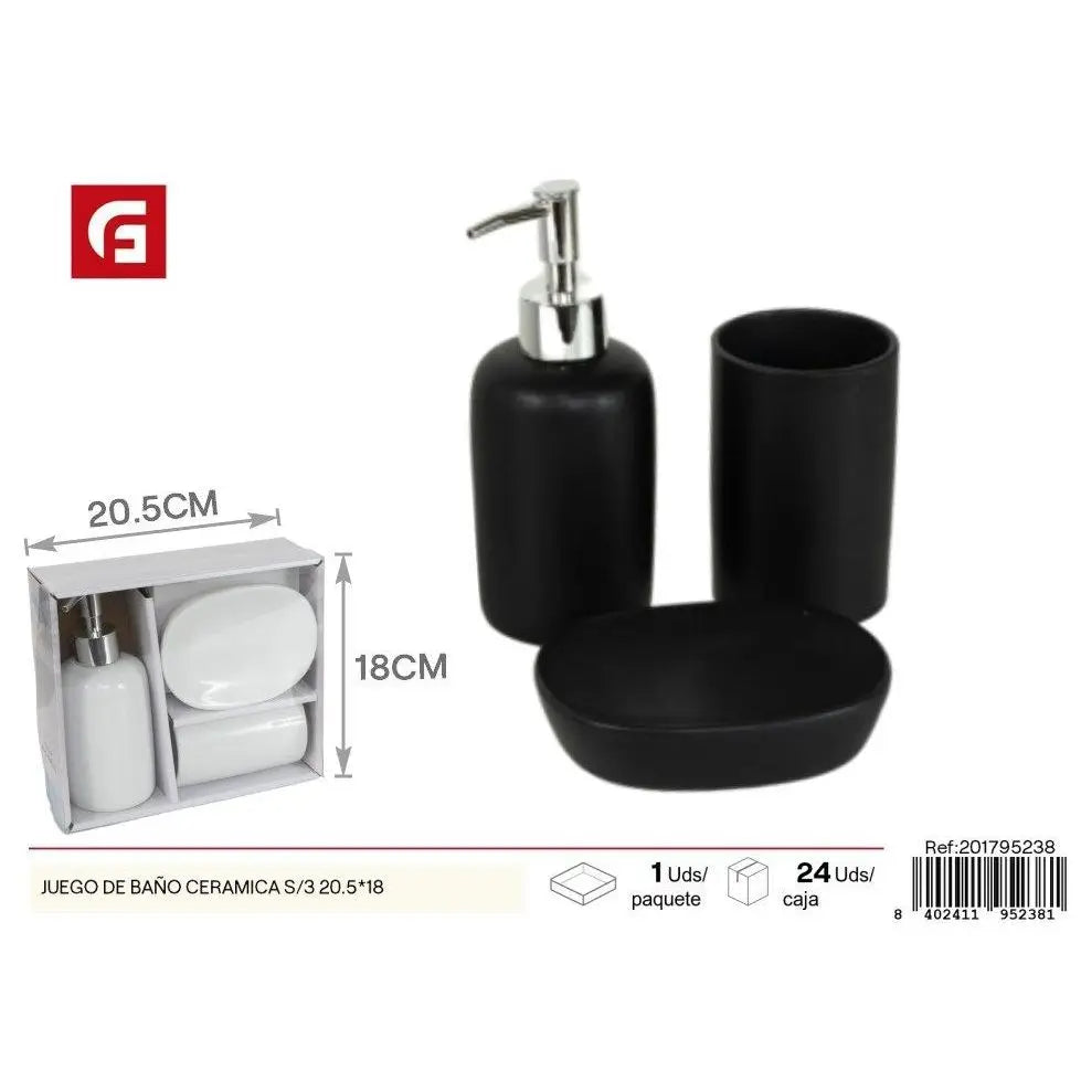 3-piece ceramic bathroom set 20.5x18 cm - Bathroom accessories