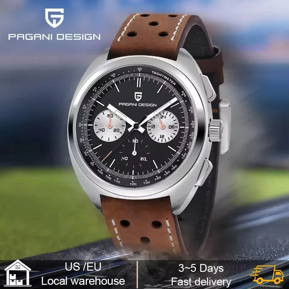 PAGANI DESIGN Men's Watches Retro Panda Dial Quartz Watch Men Japan VK63 Chronograph Sapphire Glass Wrist Watch Men 2026New-1782