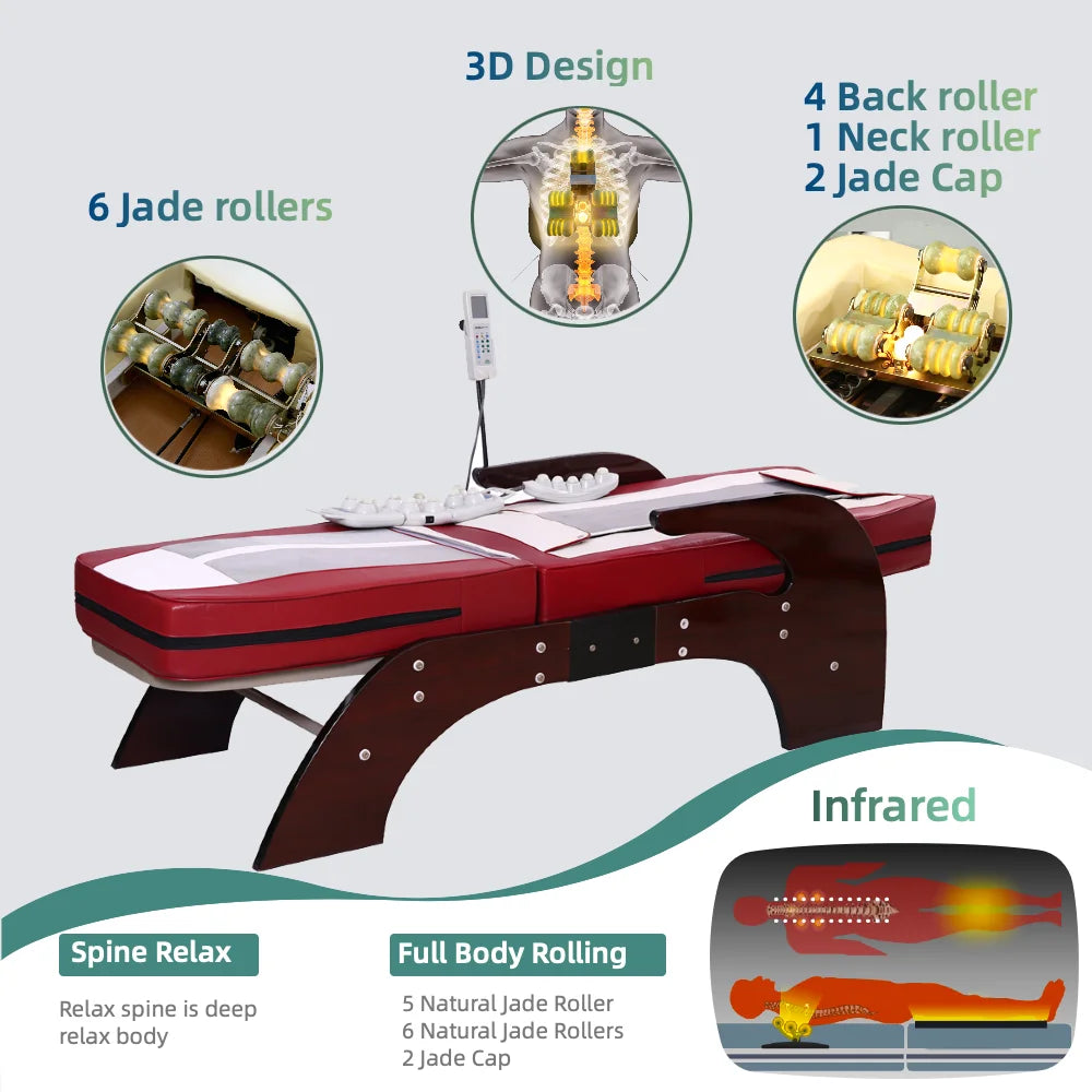 Best Advanced Thermal Physiotherapy System Heated Jade Massage Bed for Clinics