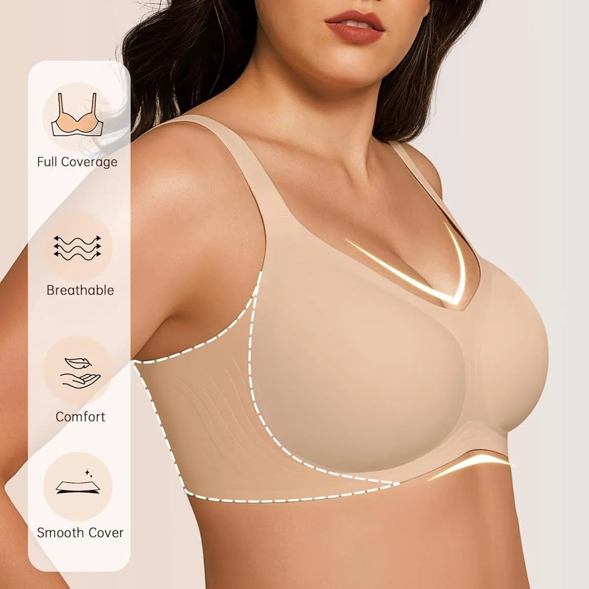 Jelly Bras for Women No Underwire Wireless Bra with Support and Lift Full Coverage Plus Size Comfy Seamless Bra