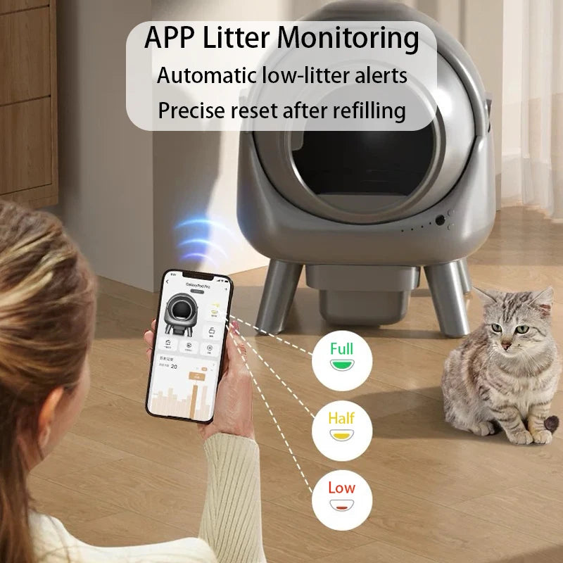 Wholesale Manufacturer's 50L Roller Cat Litter Box with Health Monitoring App Feature Including Accessories