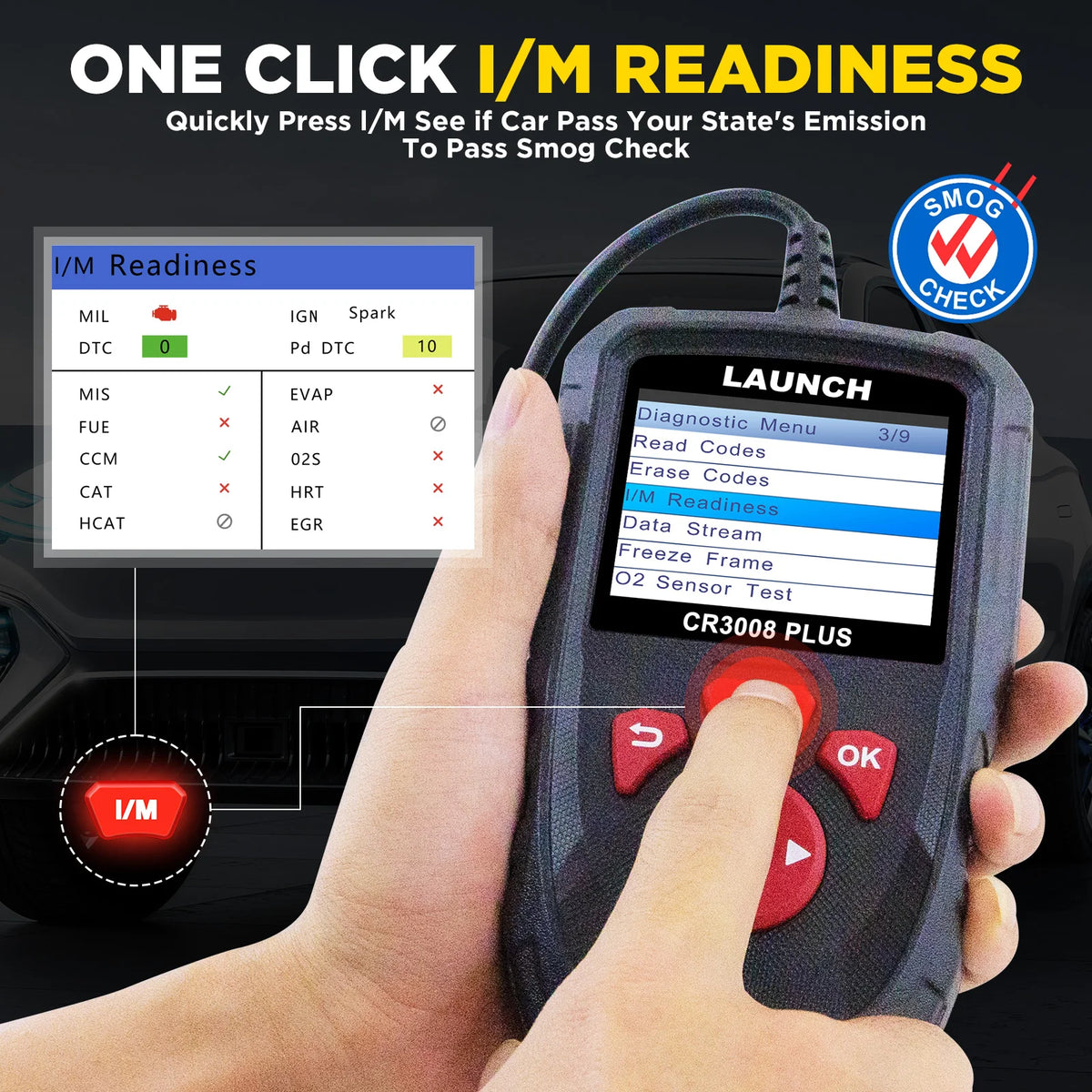 USA EU Warehouse LAUNCH CR3008 PLUS Auto Engine Check OBD2 Diagnostic Tool AMR Scanner With Battery Tester Lifetime Free Update