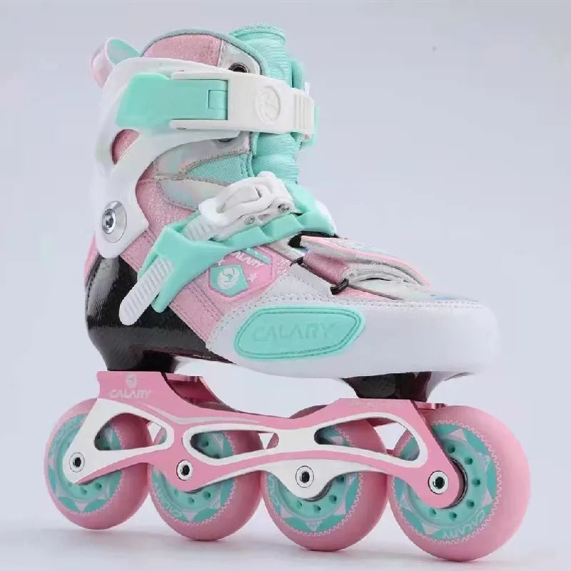 Original CALARY Carbon Fiber Kids Inline Skates Roller Sneakers with Size-adjustable Insole EU 28 to 37 Children Skates Shoes